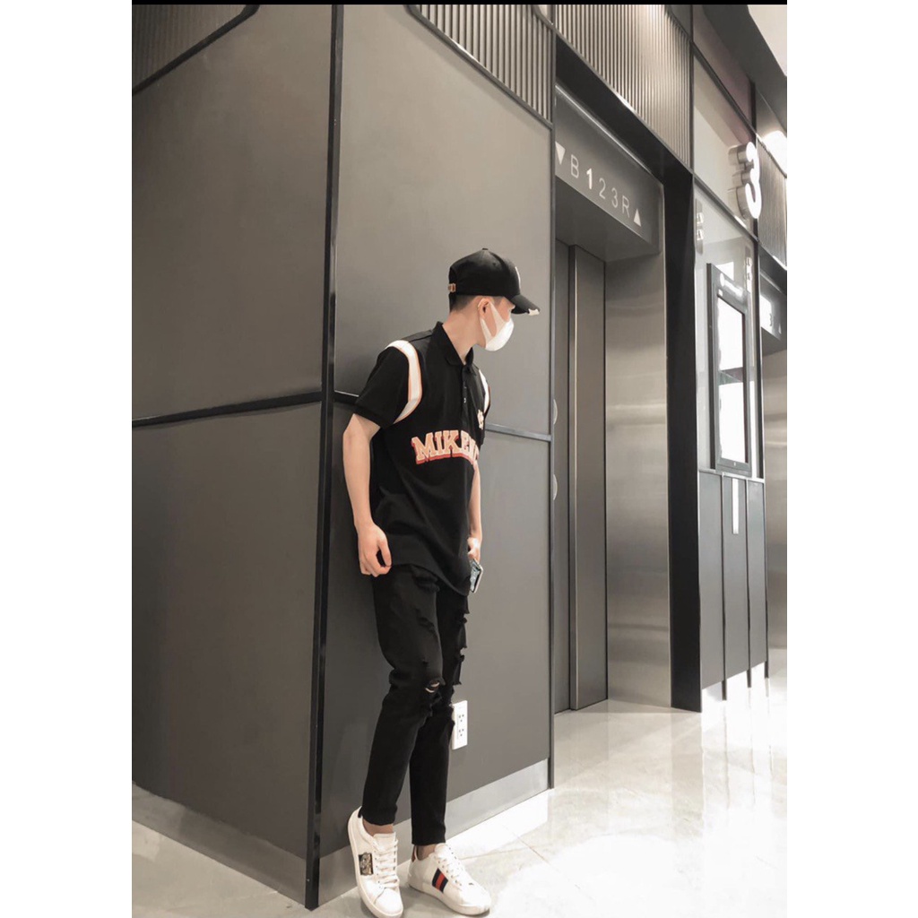 Áo polo, áo tay ngắn có cổ MIKENCO viền vai vải cotton co dãn cực chất