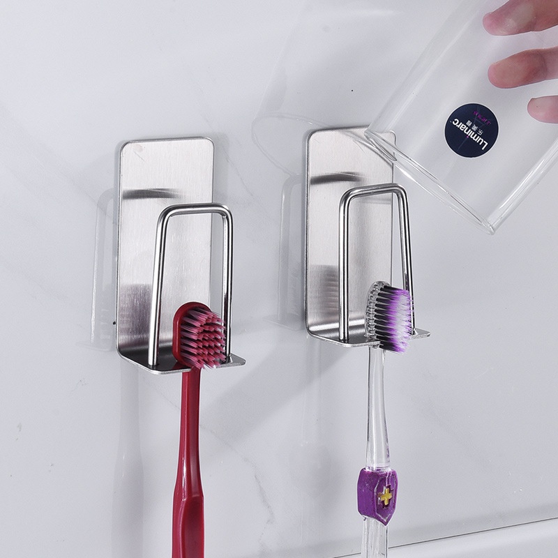 Giá inox 304 để bàn chải đánh răng và ly, kệ inox dán tường