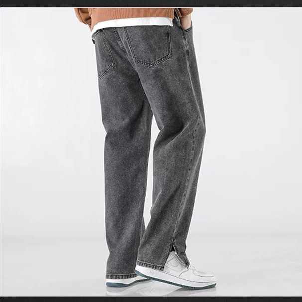 Quần jean ống suông xẻ gấu SD6927 vải denim cao cấp