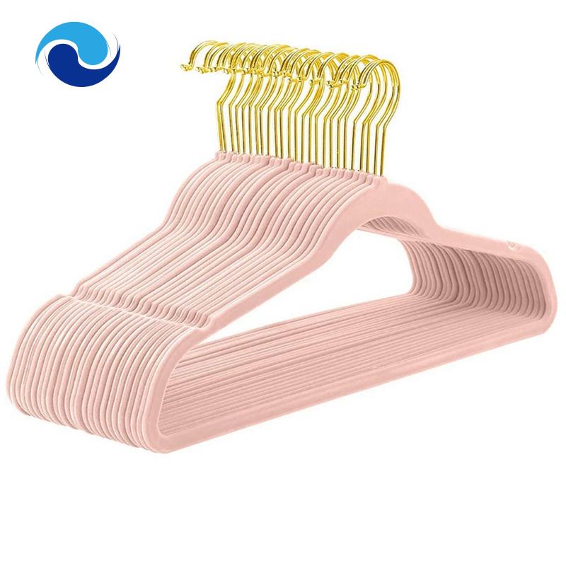 Set 20 Móc Treo Quần Áo Chống Trượt Thiết Kế Móc Màu Vàng Mới Tiện Lợi Cho Người Lớn