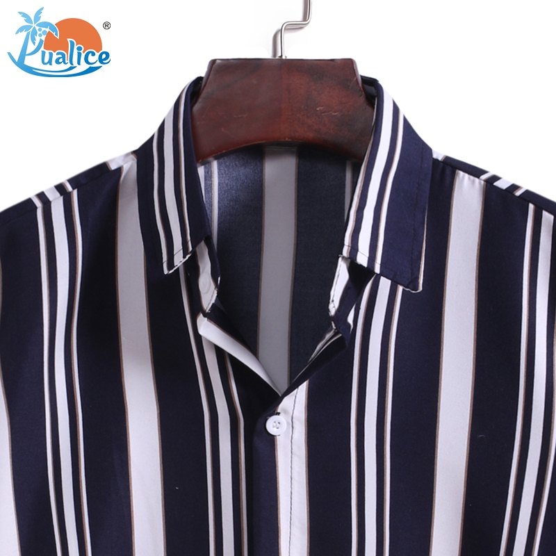 Men Shirt Stripe Loose Shirt Men Short Sleeve Button Shirts Casual Beachwear Summer Hawaii Shirt Formal Shirt Beach Blouse | BigBuy360 - bigbuy360.vn