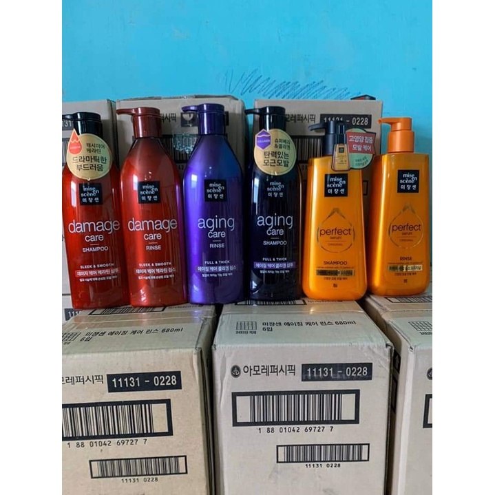 Bộ (1 chai dầu gội và 1 chai dầu xả) misen đỏ chăm sóc &amp; phục hồi hư tổn tóc Hàn Quốc 680ml