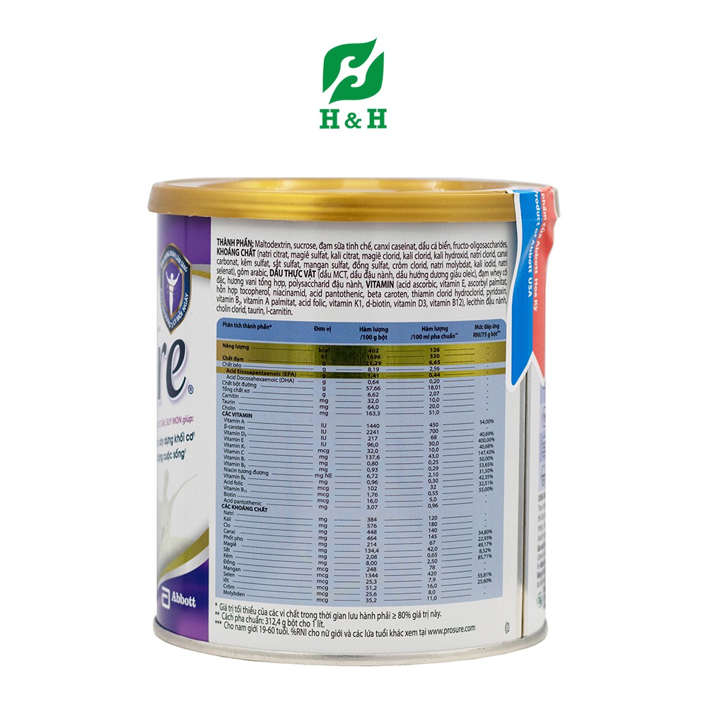 Sữa bột Prosure Vanilla dinh dưỡng vàng cho bệnh nhân ung thư - 380g