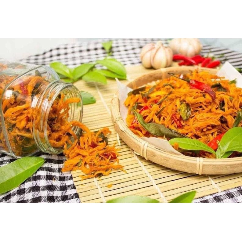 Khô Gà Lá Chanh 200 Gram/Hộp Khô Gà Xé Cay Loại Siêu Ngon Nhà Làm