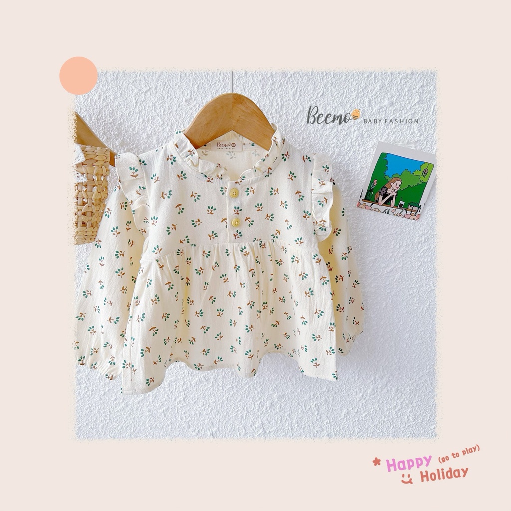 Áo sơ mi babydoll họa tiết hoa nhí 2 màu bé gái