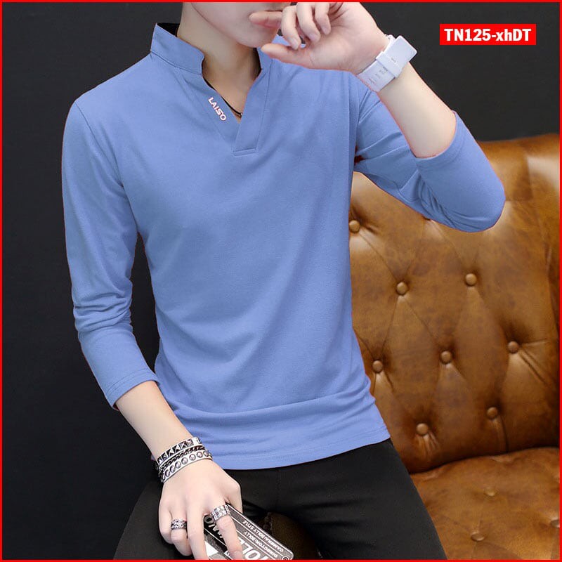 Áo thun nam tay dài TN125 cổ kiểu LAISO nhiều màu sắc sợi tre tổng hợp đẹp | BigBuy360 - bigbuy360.vn
