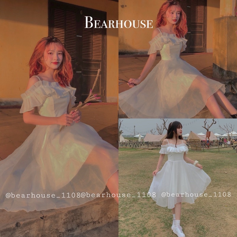 ❌ ĐẦM VÁY TRẮNG 2 DÂY BÈO VAI CÔNG CHÚA * 2 PRINCESS *