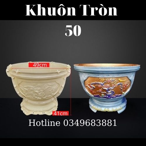 Khuôn đúc chậu cảnh tròn 50 kèm chân đôn, Dùng làm chậu cây cảnh bonsai mới 100% nhựa ABS cao cấp cực bền