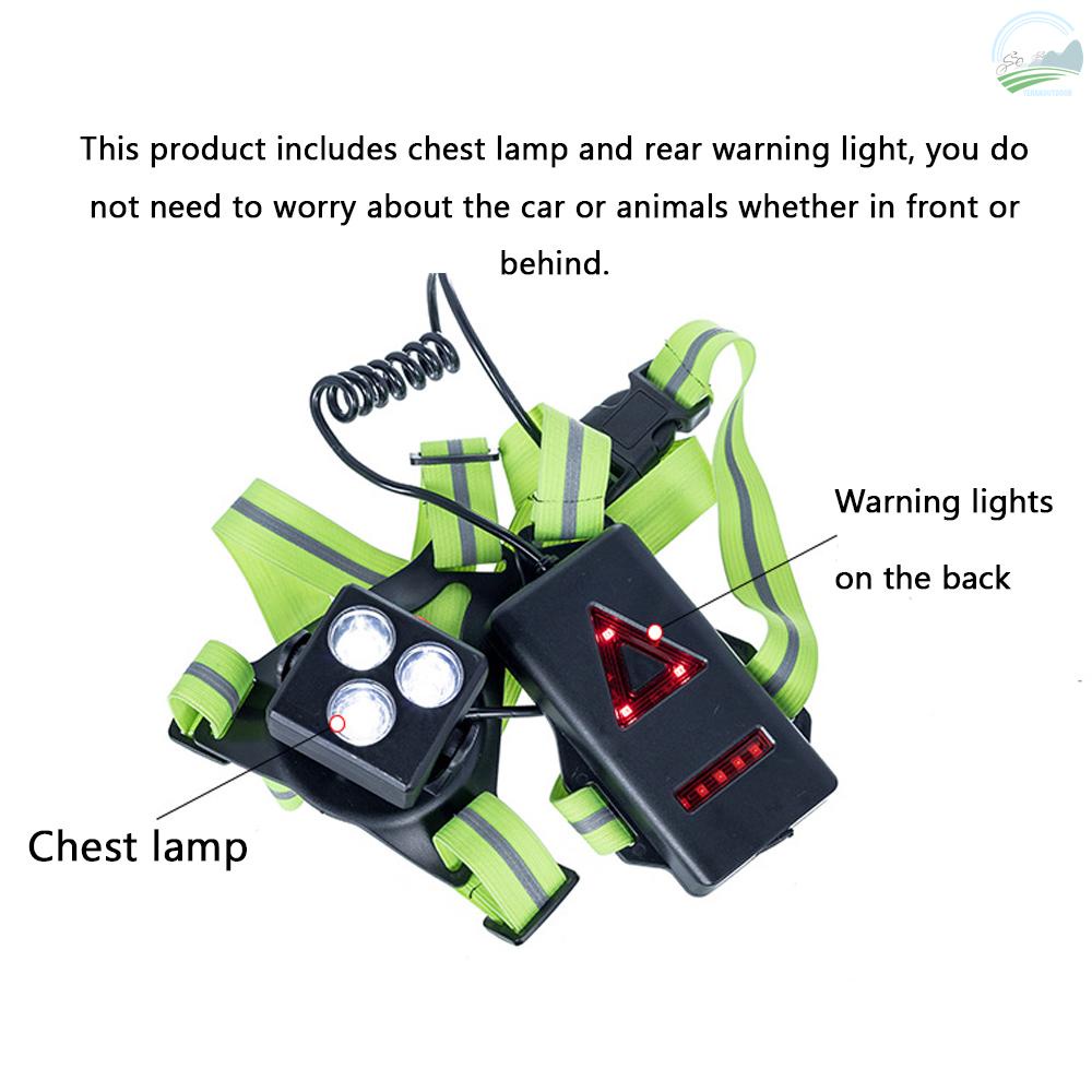 [Stevie]Portable USB Recharging Running Light Chest Light Outdoor Mountaineering Night Running Warning Light Running Safety Warning Lights