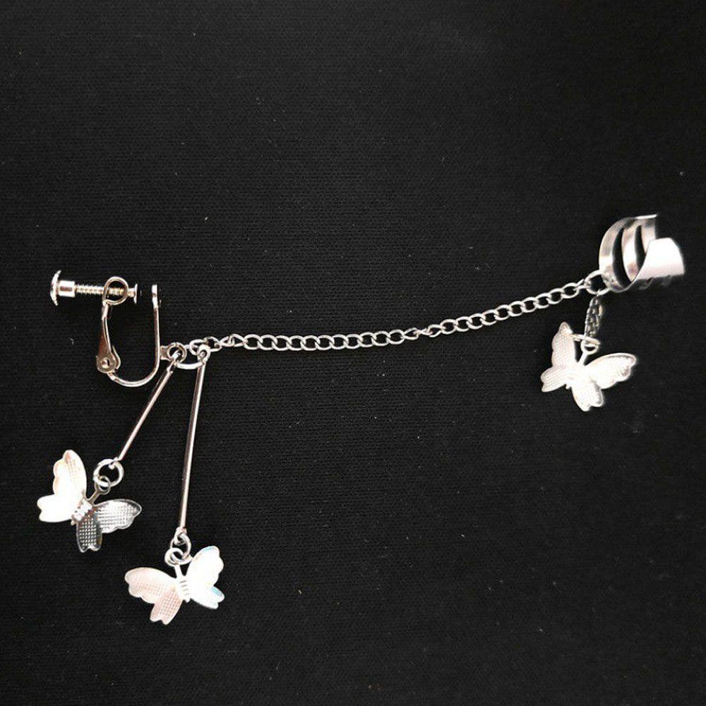 EXPEN Bông Tai Hình Bướm Màu Sắc Bạc Phong Cách Gothic Punk Dành Cho Nữ