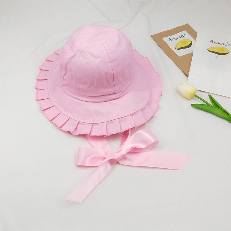 Nón Tai Bèo Cột Dây Xếp Ly Nhỏ Phong Cách Hàn Quốc Nhật Bản Dễ Thương Cho Nữ