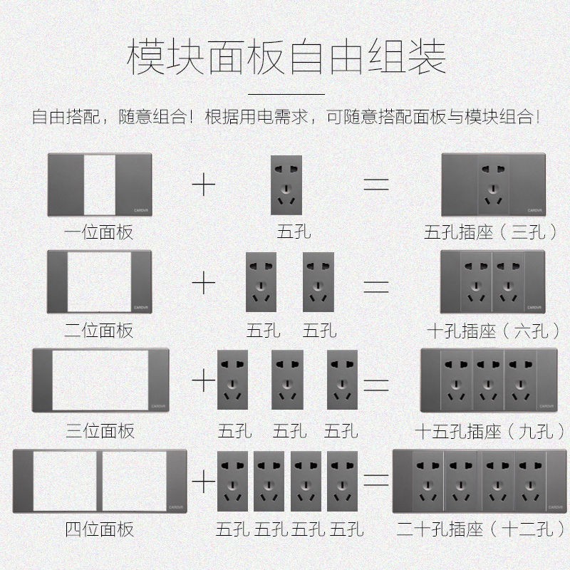 118型开关插座面板套装暗装家用墙壁长方形多孔排插座十五二十孔 | BigBuy360 - bigbuy360.vn
