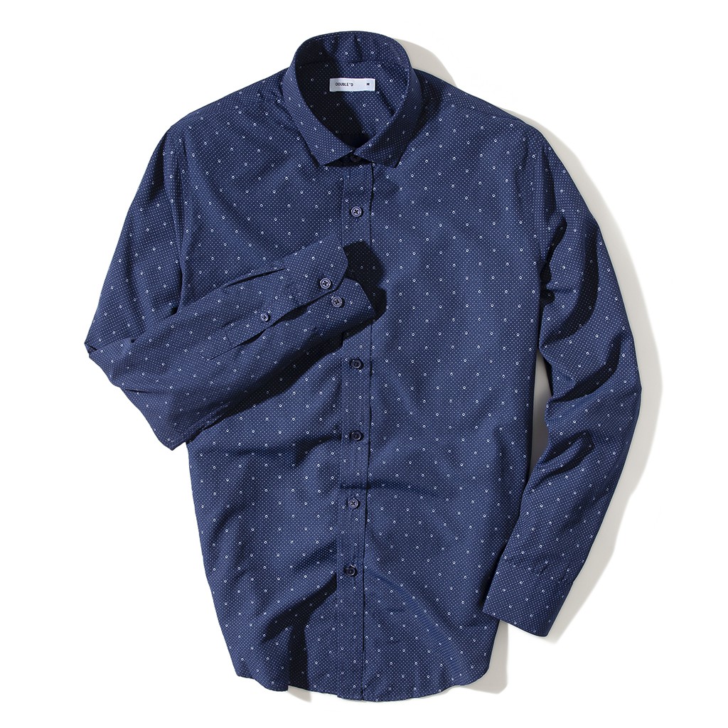 Áo sơ mi nam DOUBLE'D cổ bẻ chấm bi xanh SHT | BigBuy360 - bigbuy360.vn