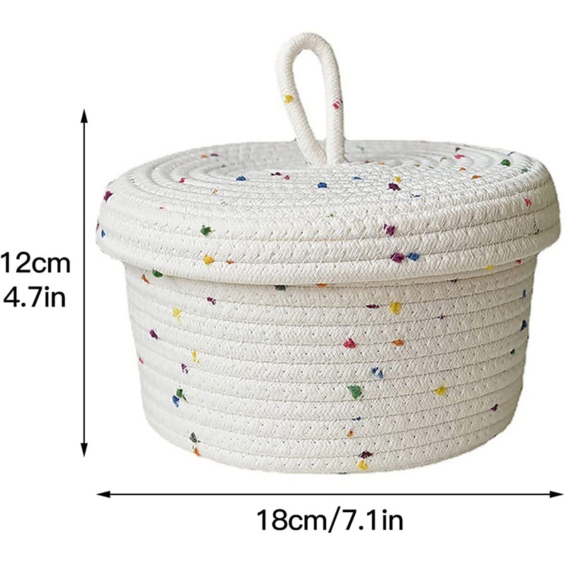 Giỏ Đựng Đồ Bằng Dây Cotton Bện Có Nắp Đậy Sắp Xếp Gọn Gàng