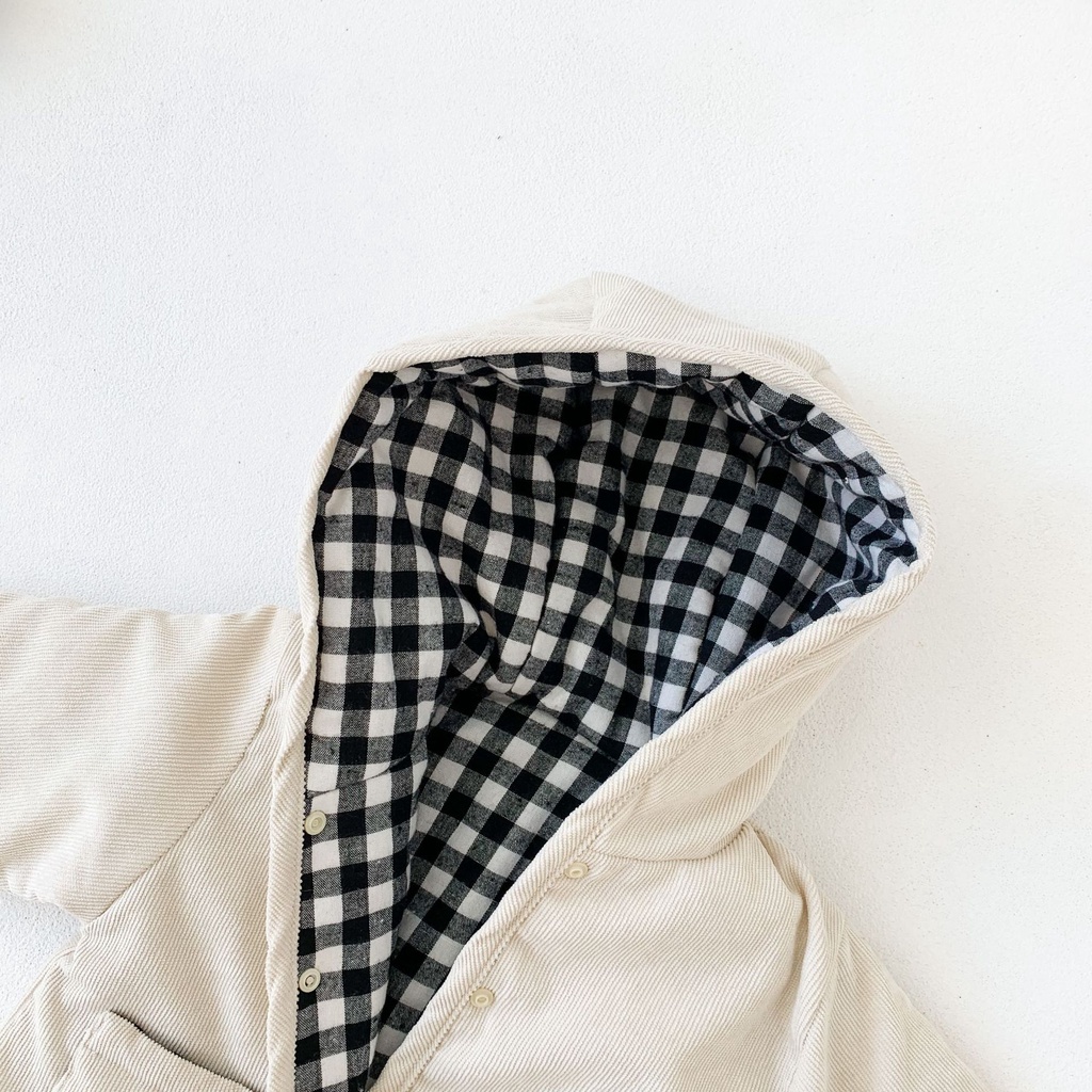 Áo khoác tay dài họa tiết caro mặc được hai mặt dễ thương thời trang mùa đông 2020 dành cho bé trai gái