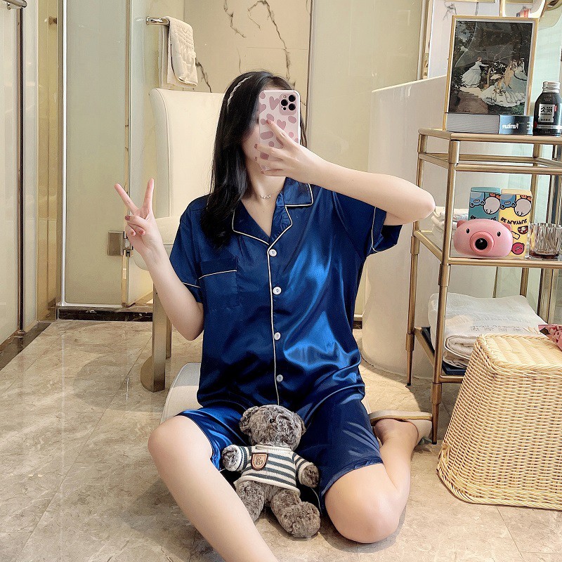 Đồ bộ Pijama nữ bộ váy ngủ giả lụa không nhăn mát mịn siêu xinh  Hàn siêu mát mịn AT001 | BigBuy360 - bigbuy360.vn