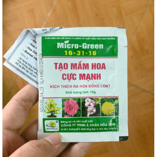 Micro-Green 16-31-16 10gram Phân bón lá bật mầm hoa