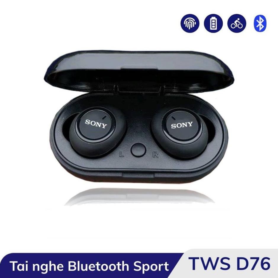 Tai Nghe Bluetooth Sony TWS - D76 Bluetooth 5.0 - Bass Hay, Âm Thanh Cực Ấm - Bảo Hành 6 Tháng Lỗi 1 Đổi 1