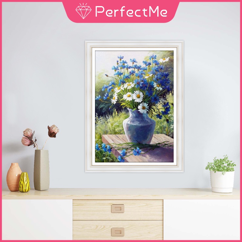 Bộ tranh đính đá 5D họa tiết hoa cúc độc đáo DIY dùng trang trí nhà cửa