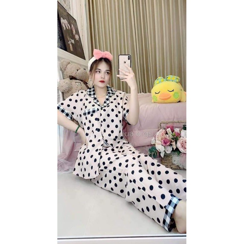 Đồ ngủ nữ chấm bi tay ngắn