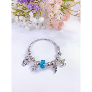 kiềng tay không gỉ mix đá hình thật