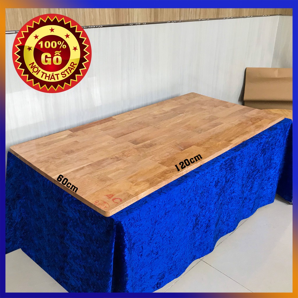 [100% gỗ] Mặt bàn gỗ cao su 60cmx120cm,Mặt bàn