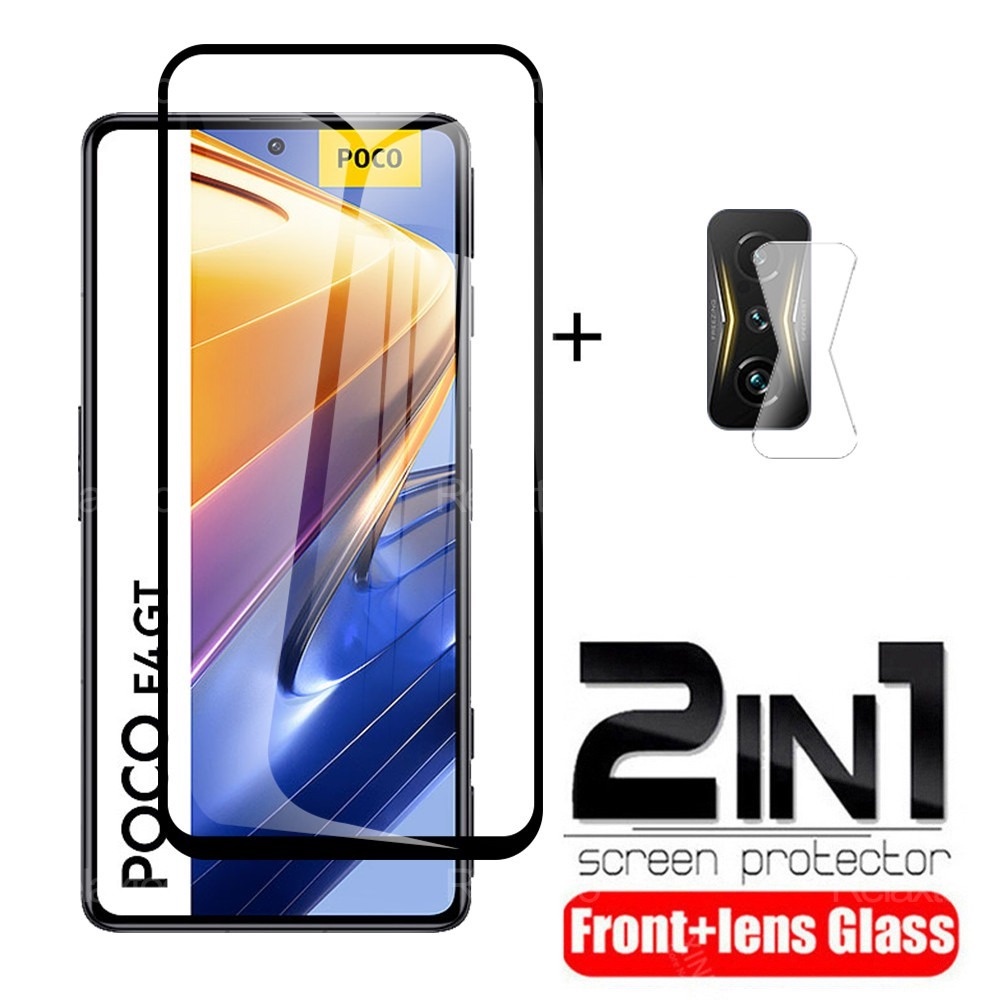 Ốp Điện Thoại Kính Cường Lực 2 Trong 1 Bảo Vệ Ống Kính Máy Ảnh Cho Xiaomi Poco F4 F3 X3 GT M3 Pro M3Pro X3 NFC Pro X3NFC