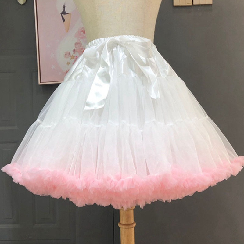 Chân Váy Xòe Tutu Lưng Thun Phối Ruy Băng Phong Cách Lolita Cho Nữ