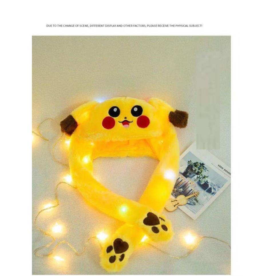 Nón Tai Thỏ Giật Nón Tai Thỏ Giật Cử Động 2 Tai có đèn LED Pikachu vyvyshop