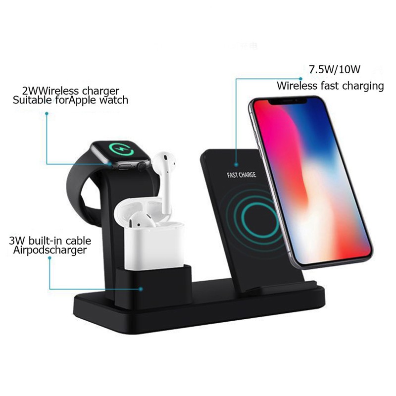 Đế Sạc Không Dây 3 Trong 1 Qi B' Q12 Cho Apple Airpods Iphone'