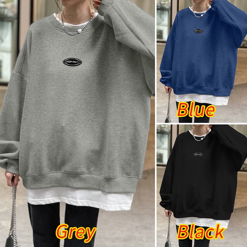 Áo sweater ZANZEA màu trơn dáng rộng cổ chữ O phong cách giản dị thời trang đường phố cho nữ