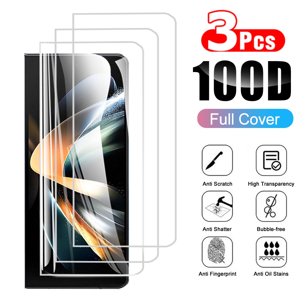 Set 3 Kính Cường Lực 100D Bảo Vệ Màn Hình Điện Thoại Samsung Galaxy Z Fold 4 Fold 3 ZFold3 5G HD
