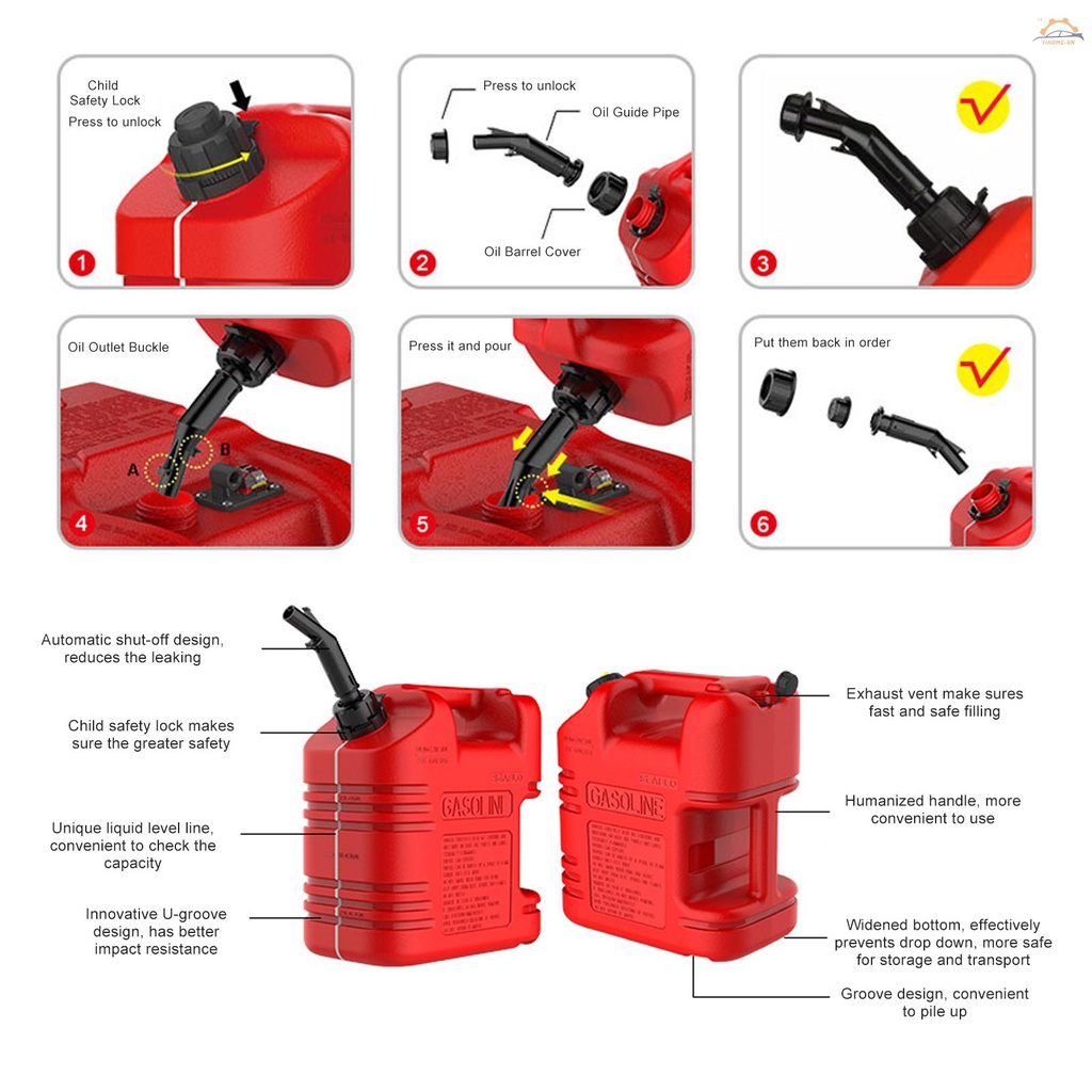 Thùng Xăng 10L Đóng Mở Tự Động Chống Tĩnh Điện An Toàn Cho Bé