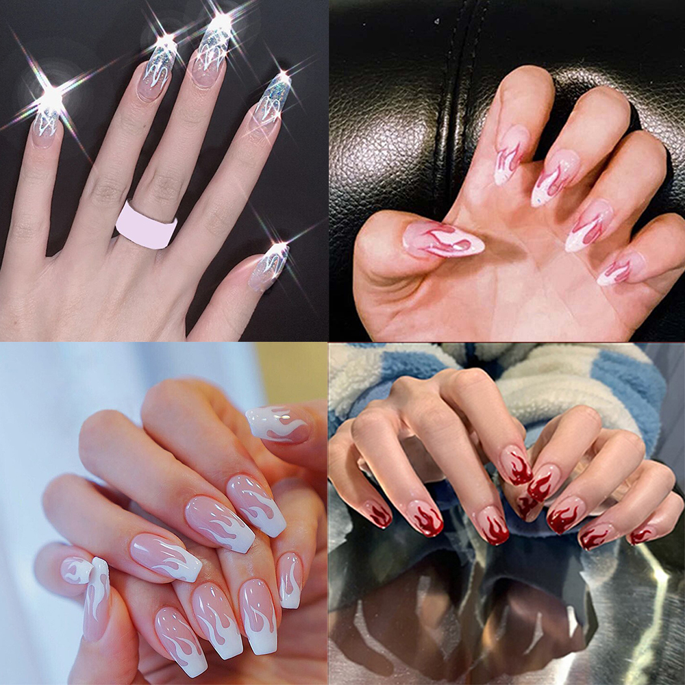 Set 24 Móng Tay Giả Đầu Nhọn Bằng Acrylic Dùng Để Làm Đẹp