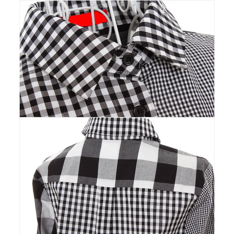 Áo sơ mi phối họa tiết ca rô trẻ trung dành cho nữ