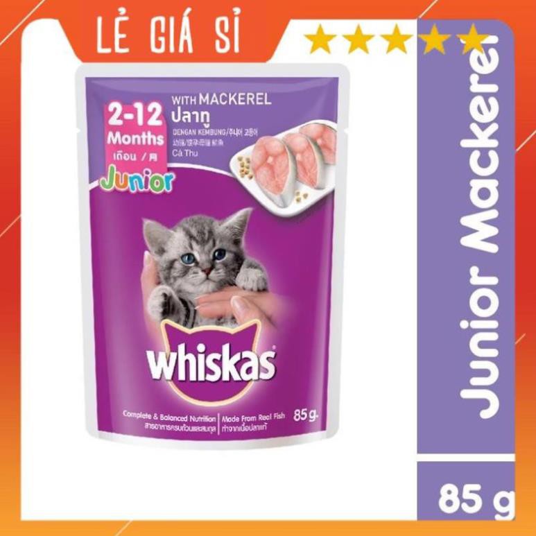24 gói Whiskas mèo con (Junior) Vị Cá Thu - 85g  - Thức ăn cho mèo giá sỉ