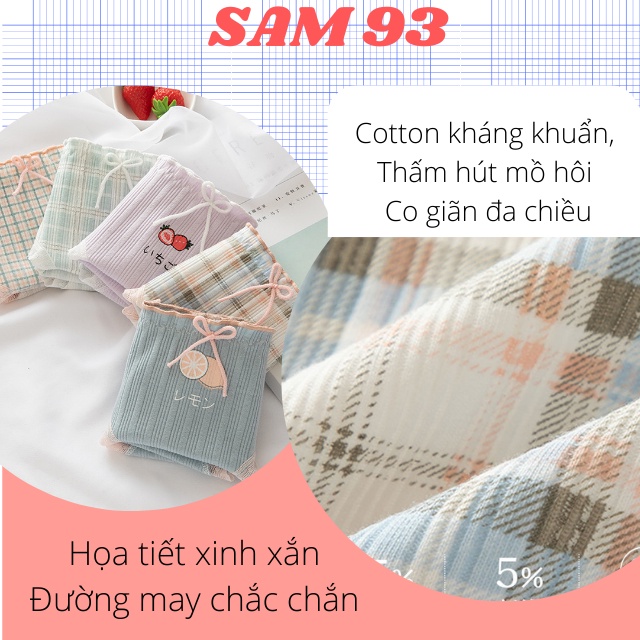 Quần Lót Nữ Cotton Gân Tăm Cao Cấp, Thông Hơi Kháng Khuẩn 💖FREESHIP💖 Quần Chíp Nữ Nhiều Họa Tiết Xinh Xắn – SAM93 Q06