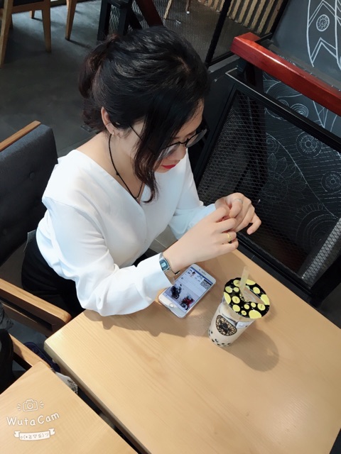 Áo sơmi voan nơ sau, có ảnh thật và clip