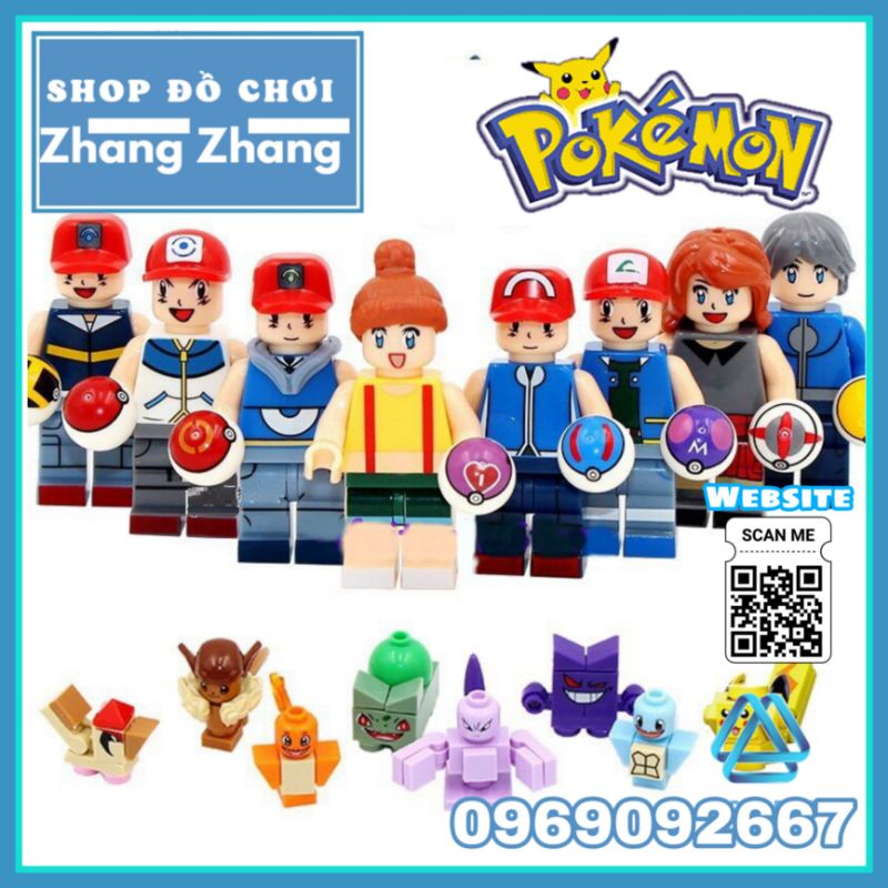 Đồ chơi Xếp hình pikachu dành cho các bé tặng kèm bóng và pokemon Minifigures SY620