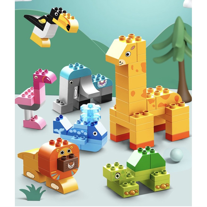 Đồ chơi ghép hình Feelo hình động vật dễ thương chất liệu nhựa an toàn 102 chi tiết phù hợp cho bé từ 2 3 4 5 tuổi