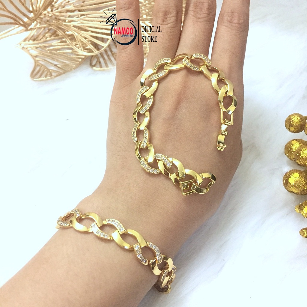Lắc Tay Xích Nữ Bản Lớn Đính Đá L912 Namoo Jewelry