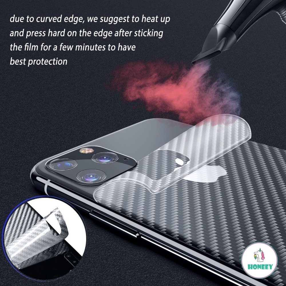 Miếng dán nhám họa tiết vân sợi carbon bảo vệ mặt toàn vẹn sau điện thoại iPhone 12 11 Pro Max X XS Max XR 8 7 6 6s Plus