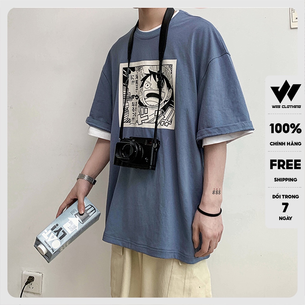 Áo thun tay lỡ WIIS phông unisex form rộng cotton Luffy thời trang nam nữ oversize