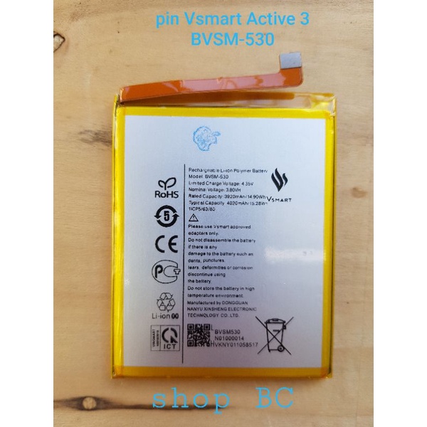 [Pin chính hãng] Vsmart Active 3 , mã pin BVSM-530