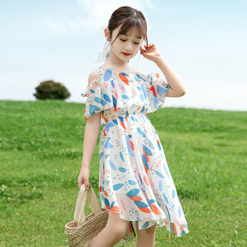 Đầm Công Chúa Tay Ngắn Vải Voan Họa Tiết Hoa Xinh Xắn Thời Trang Mùa Hè Cho Bé Gái Từ 3-5-6-7-8-9-10-11-12 Tuổi