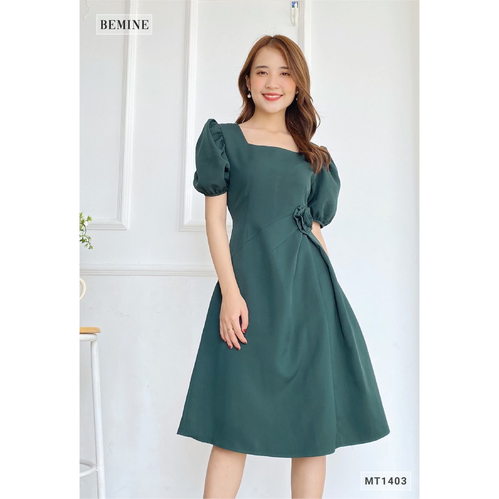 [Mã WABRWA15 giảm 15% đơn 300K] Đầm cổ vuông eo gắn bông BEMINE MT1403REU | BigBuy360 - bigbuy360.vn