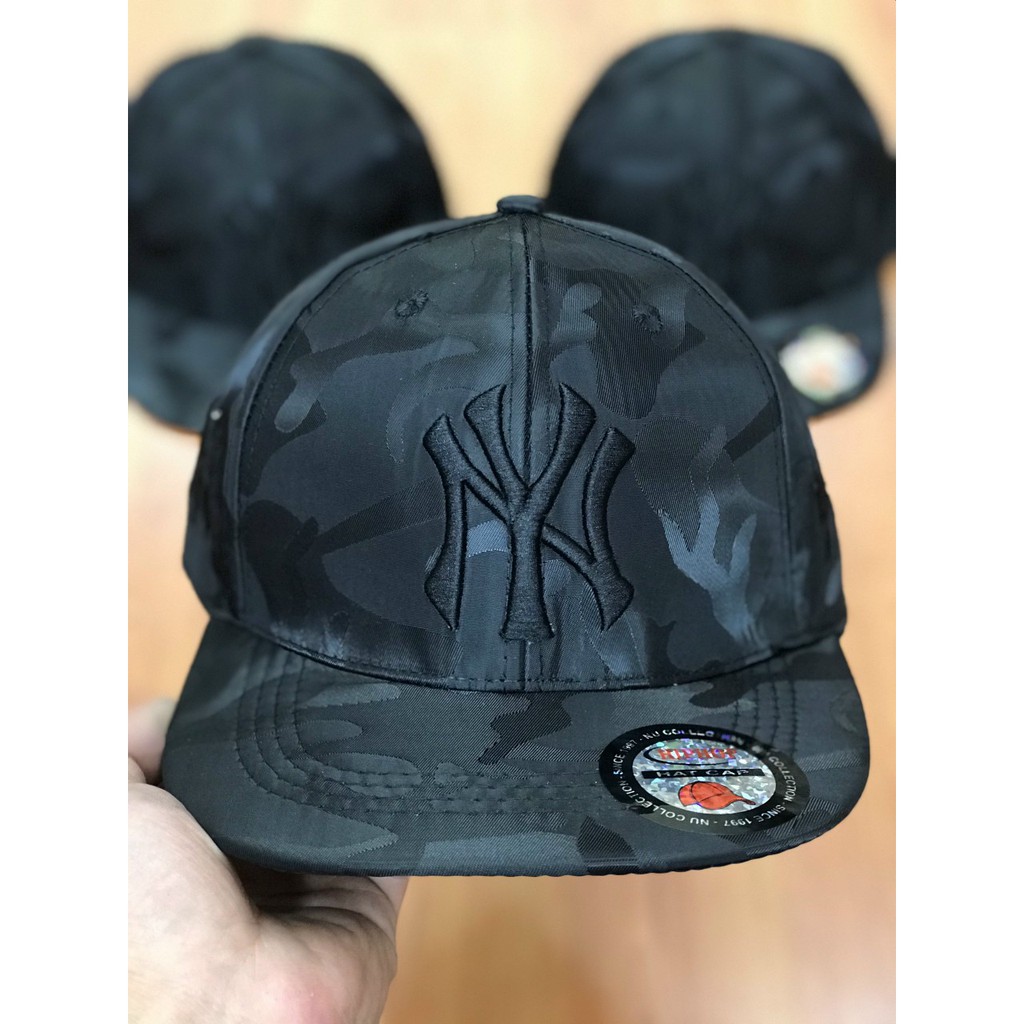 Mũ NY Yankees Rằn Ri ❤FREESHIP❤ Nón Kết HipHop, Snapback Full Đen Logo NY Mới Cực Đẹp