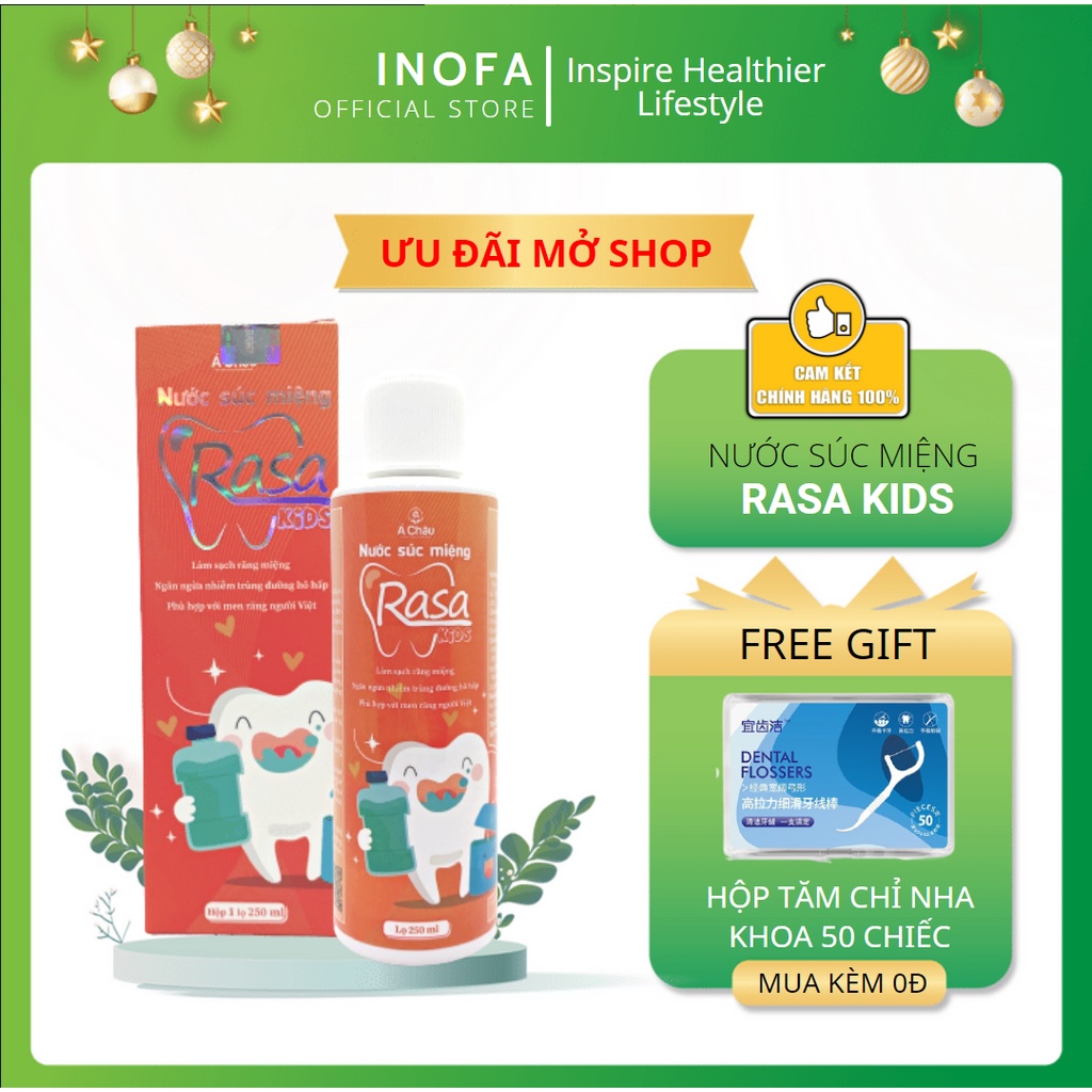 Nước Súc Miệng RASA KIDS 250ml- Dành cho trẻ em- Giúp se khít chân răng, ngăn ngừa sâu răng, sát khuẩn