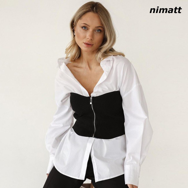 NI Women  Tube  Top Knit Zipper Vest Solid Color Sexy Slim Fit Outer Wear Strapless Crop Top