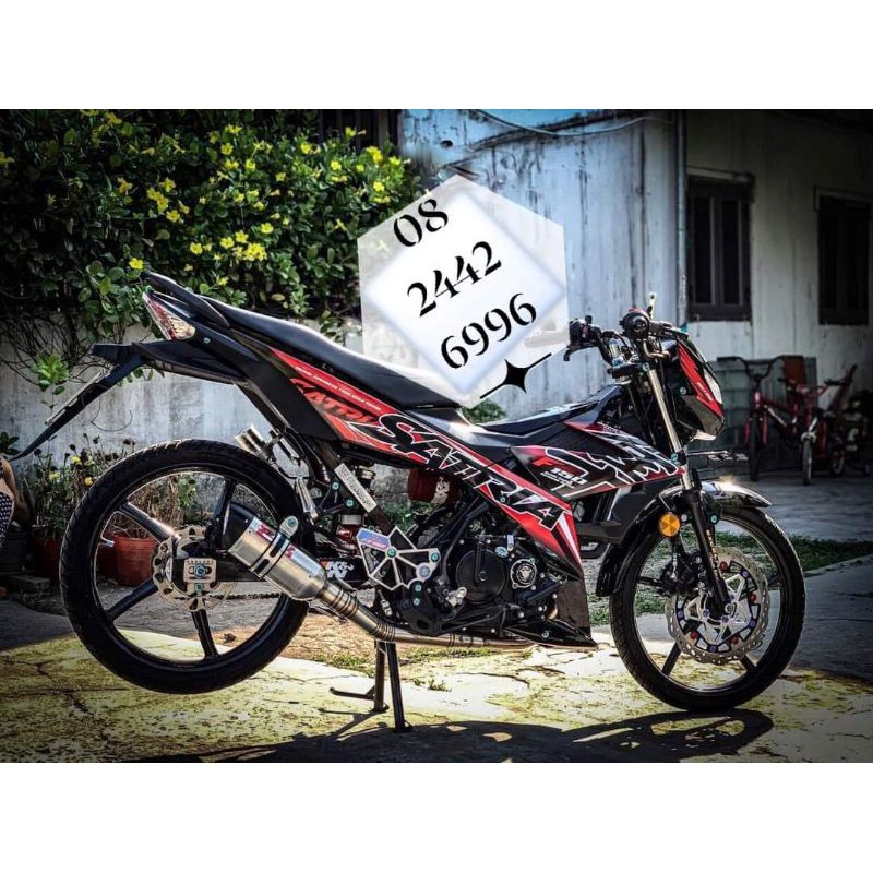 Tem rời Hayabusa Satria đỏ đen đẹp. Tem 3 lớp cao cấp bao bay màu